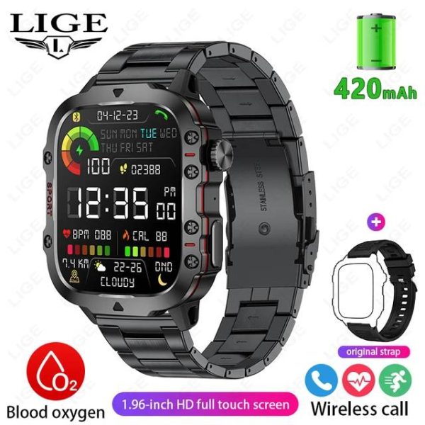 LIGE Bluetooth Calling Rugged Smartwatch Hello White - Image 3