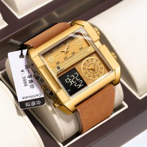 POEDAGAR luxurias men's double display electronic quartz watch