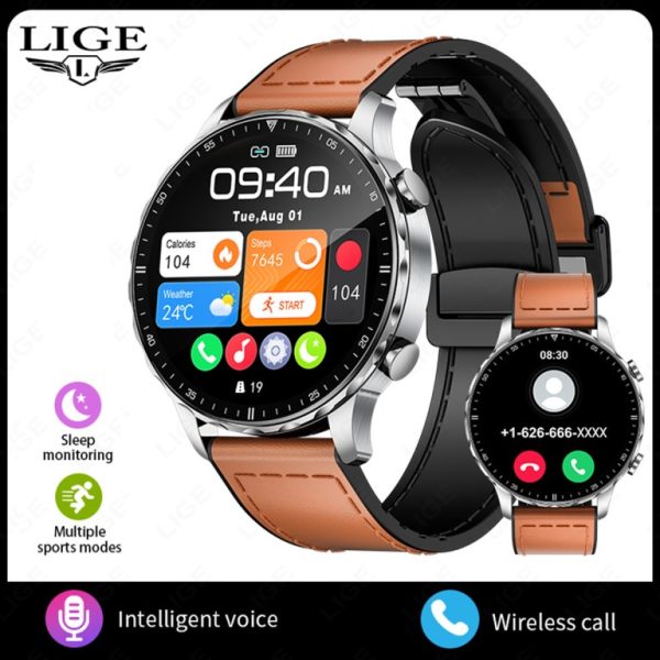 New Design LIGE Multifunctional AI Voice Assistant Bluetooth Calling Waterproof Smartwatch - Image 3