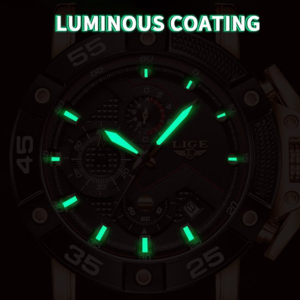 LIGE Multifunctional Chronograph Waterproof Calendar Watch for Men - Image 4