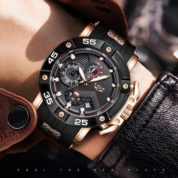 LIGE Multifunctional Chronograph Waterproof Calendar Watch for Men - Image 3