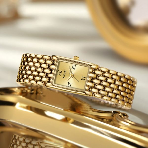 LIGE New Creative Elegant Design Square Watch for Women Fashion Luxury Waterproof Quartz Watch - Image 3