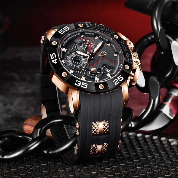 LIGE Multifunctional Chronograph Waterproof Calendar Watch for Men - Image 2