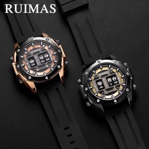 Luxury Roller Digital Quartz Waterproof Watch for Men Ruimas Megeir