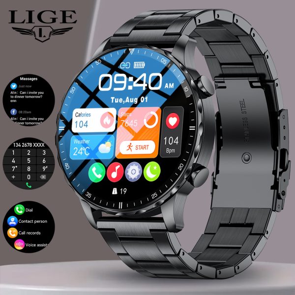 New Design LIGE Multifunctional AI Voice Assistant Bluetooth Calling Waterproof Smartwatch - Image 7