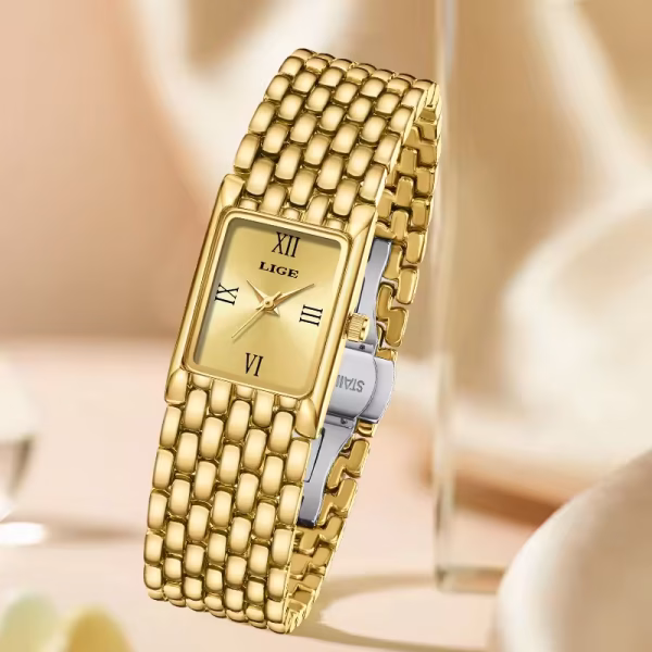 LIGE New Creative Elegant Design Square Watch for Women Fashion Luxury Waterproof Quartz Watch - Image 2