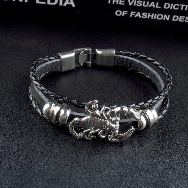 Scorpion King Vintage Leather Alloy Bracelet - Image 2