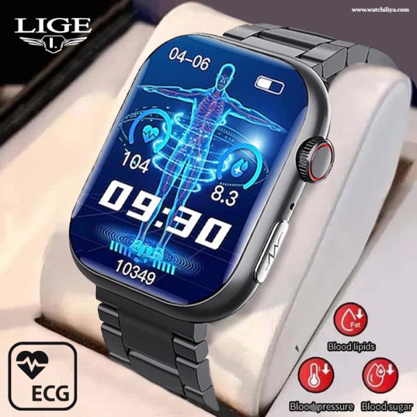 ECG & Blood Sugar Monitoring AI Medical Grade Smartwatch F100