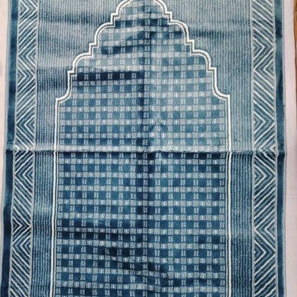 Premium Turkish Blue Velvet Prayer Rug – Soft & Comfortable Janamaz for Salah